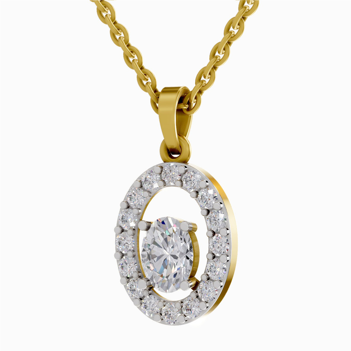 Regal Oval Halo Diamond Pendant