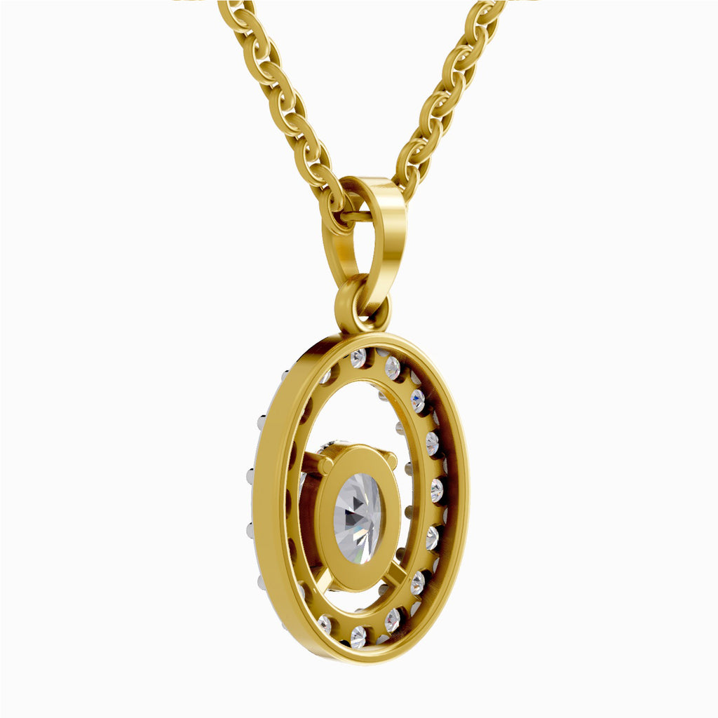 1.38 Carat Oval Shape Halo Diamond Pendant 14K - Rose Gold
