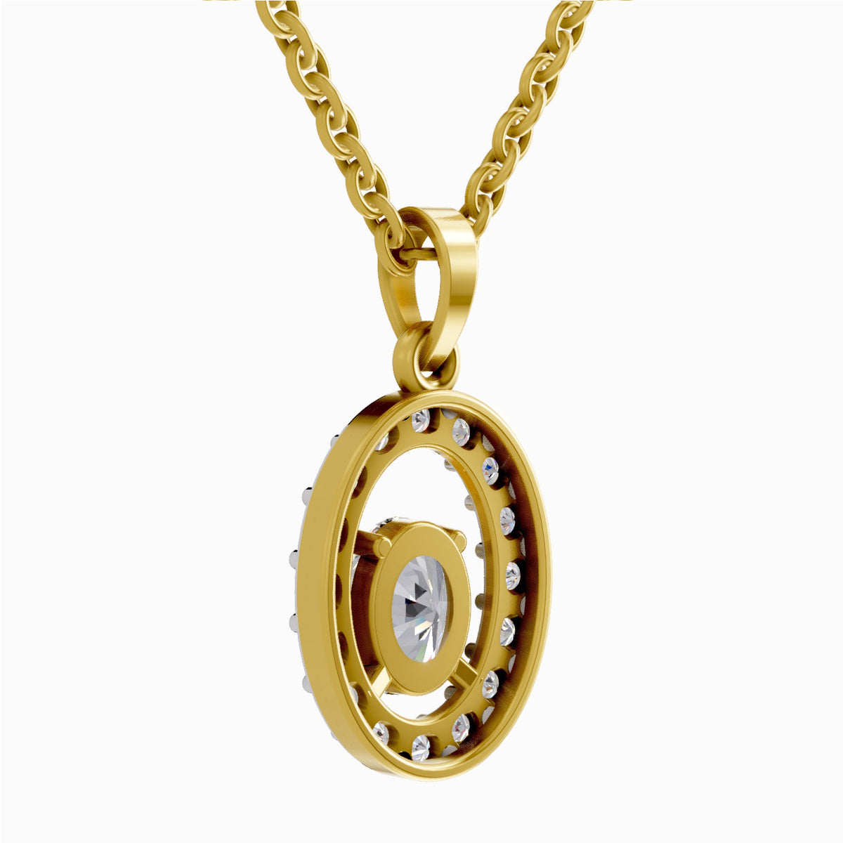 Regal Oval Halo Diamond Pendant