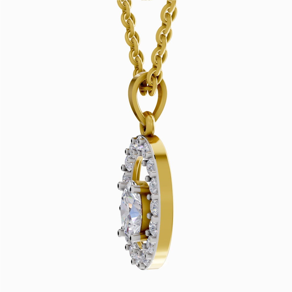 1.38 Carat Oval Shape Halo Diamond Pendant 14K - Rose Gold