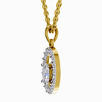 1.38 Carat Oval Shape Halo Diamond Pendant 14K - Rose Gold
