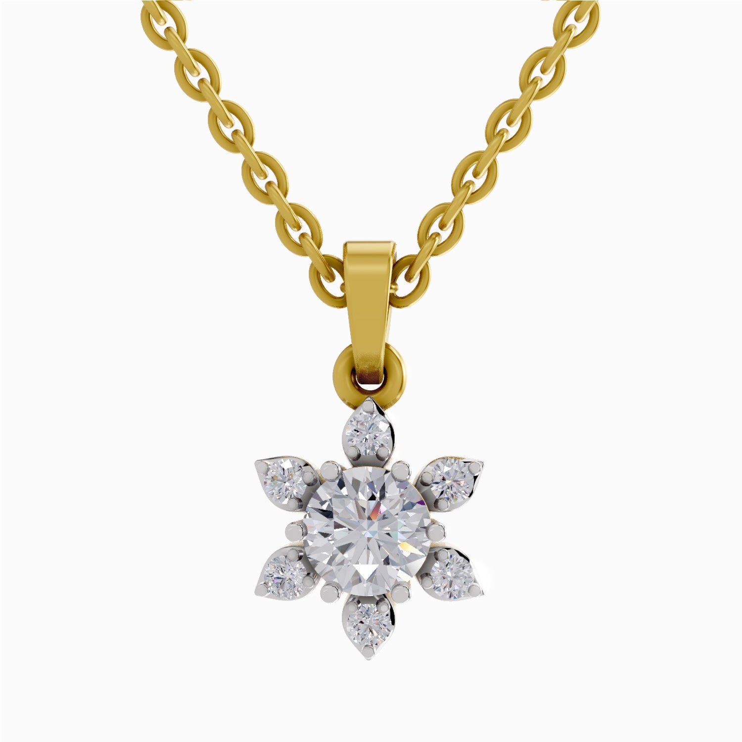 0.75 Carat Floral Diamond Pendant 14K - Rose Gold