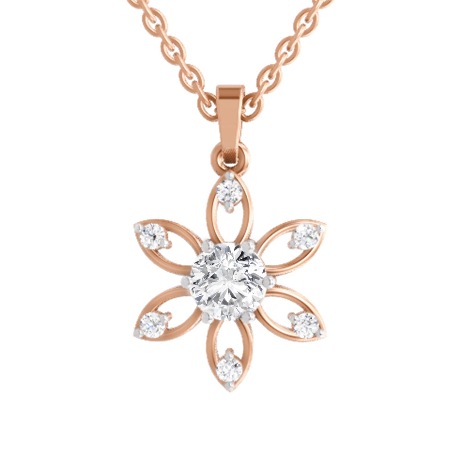 Exquisite Floral Solitaire Diamond Pendant