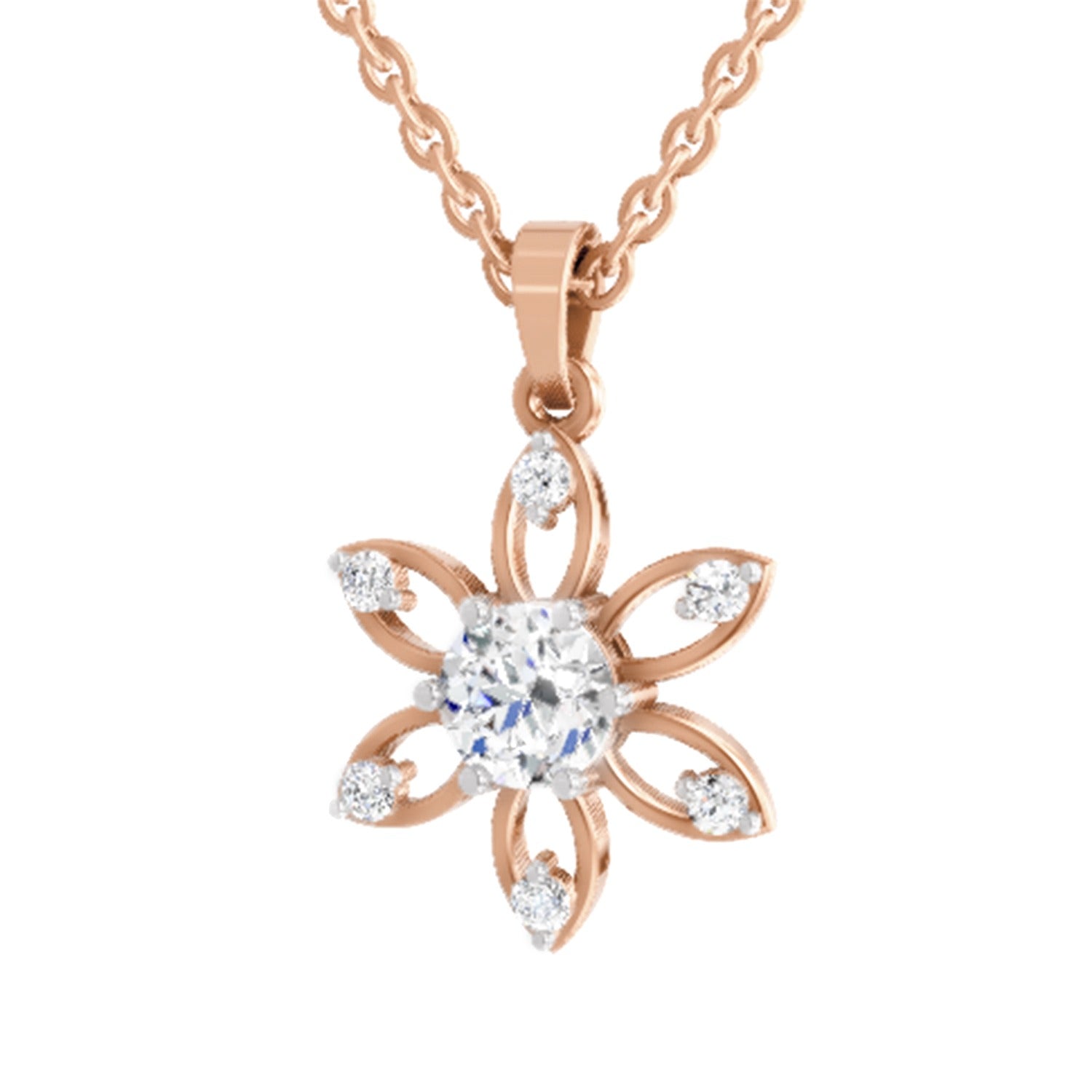 Exquisite Floral Solitaire Diamond Pendant