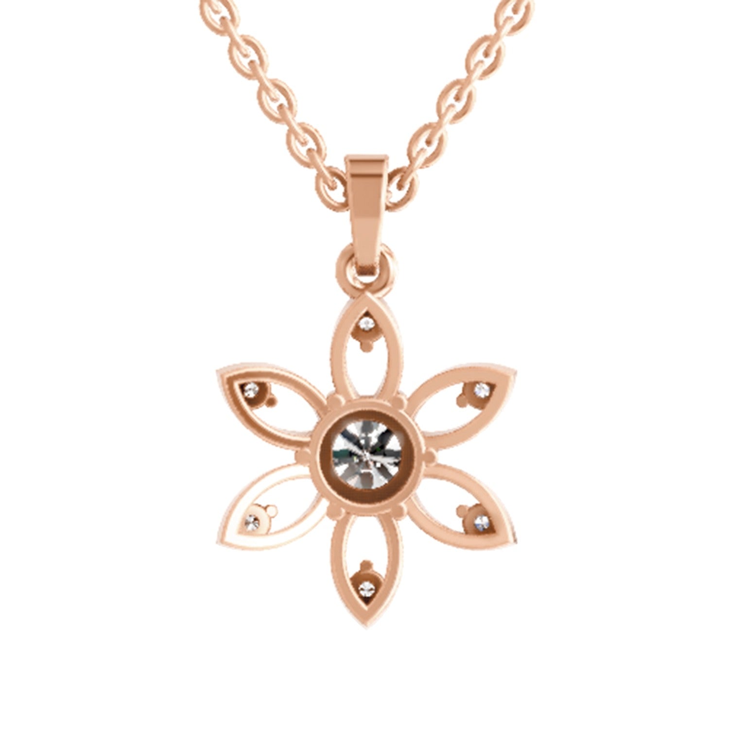 Exquisite Floral Solitaire Diamond Pendant
