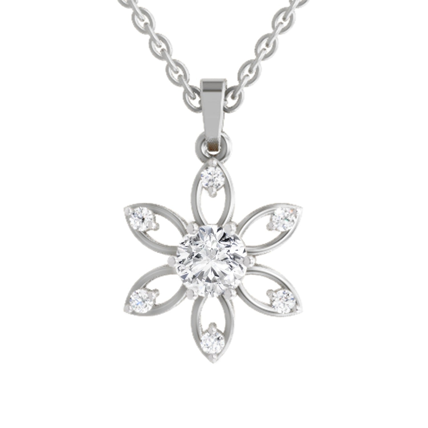 Exquisite Floral Solitaire Diamond Pendant