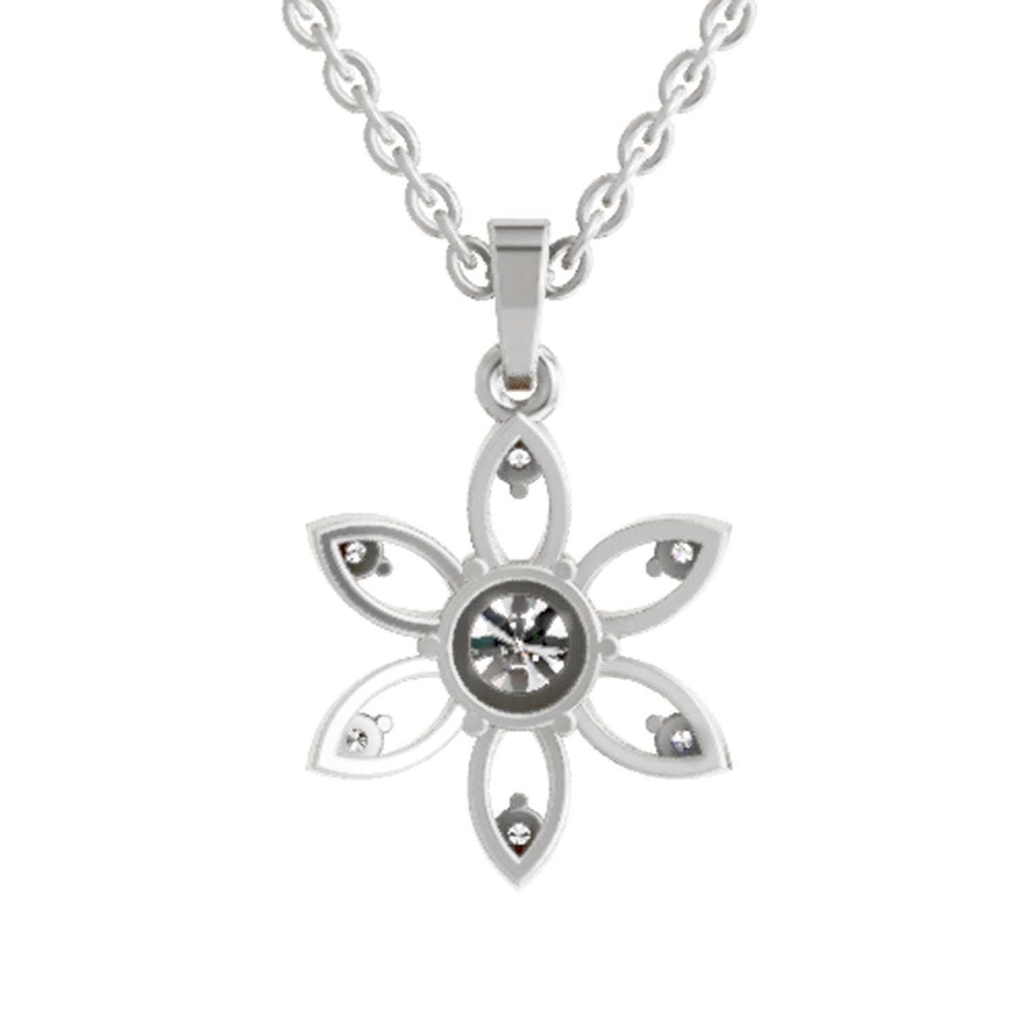 Exquisite Floral Solitaire Diamond Pendant