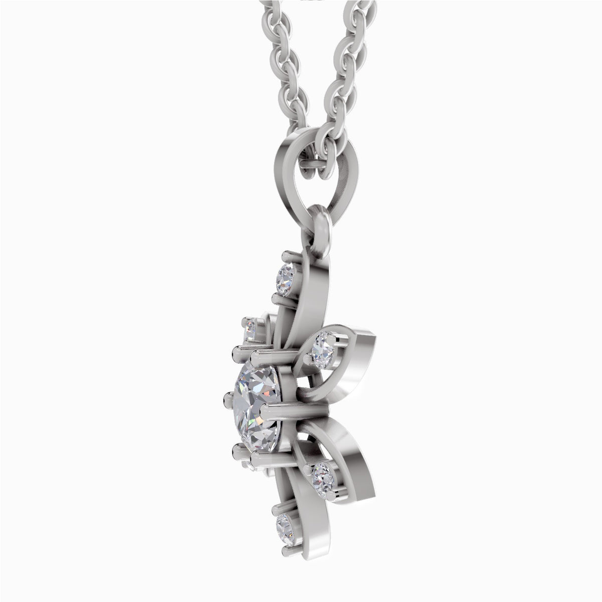 Exquisite Floral Solitaire Diamond Pendant