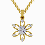Solitaire Diamond Pendant 1 Carat Floral Solitaire Diamond Pendant 14K - Rose Gold