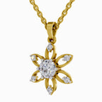 Solitaire Diamond Pendant 1 Carat Floral Solitaire Diamond Pendant 14K - Rose Gold