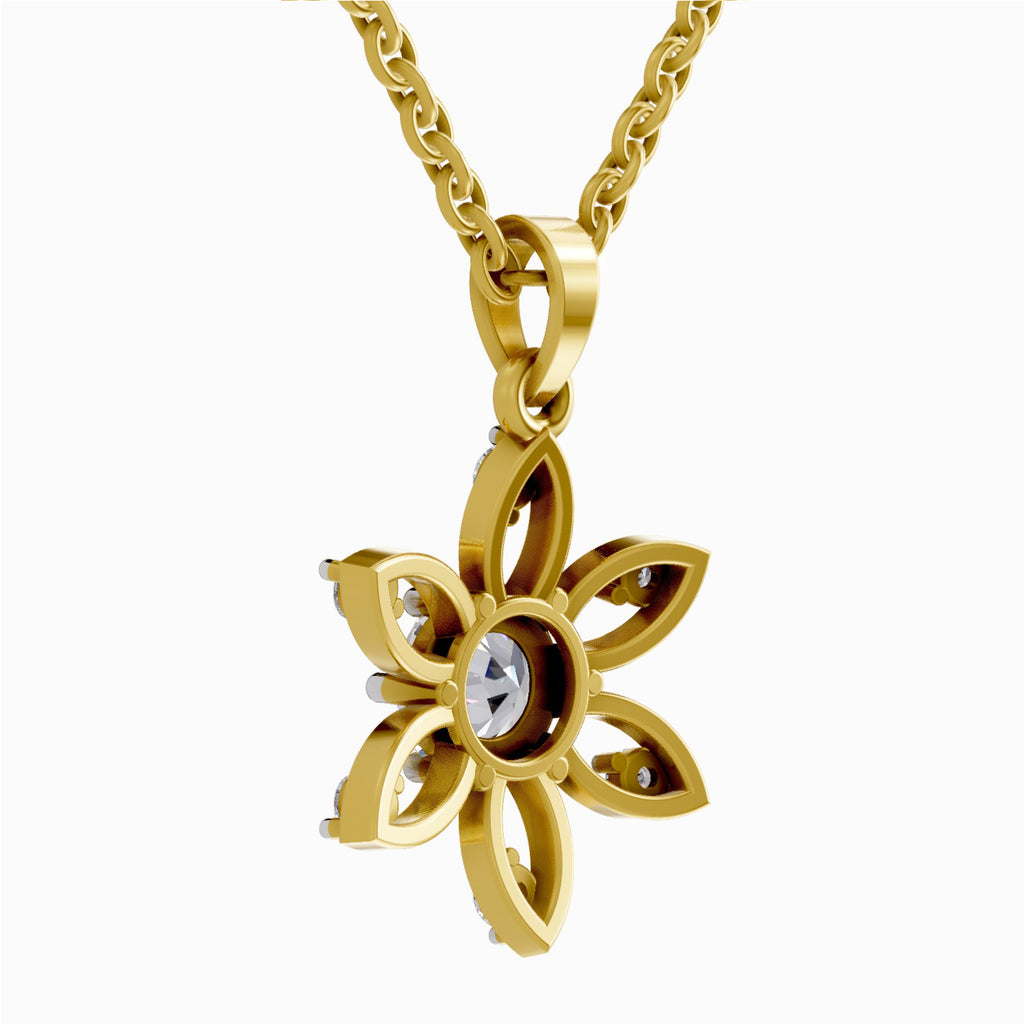 Solitaire Diamond Pendant 1 Carat Floral Solitaire Diamond Pendant 14K - Rose Gold