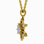 Solitaire Diamond Pendant 1 Carat Floral Solitaire Diamond Pendant 14K - Rose Gold
