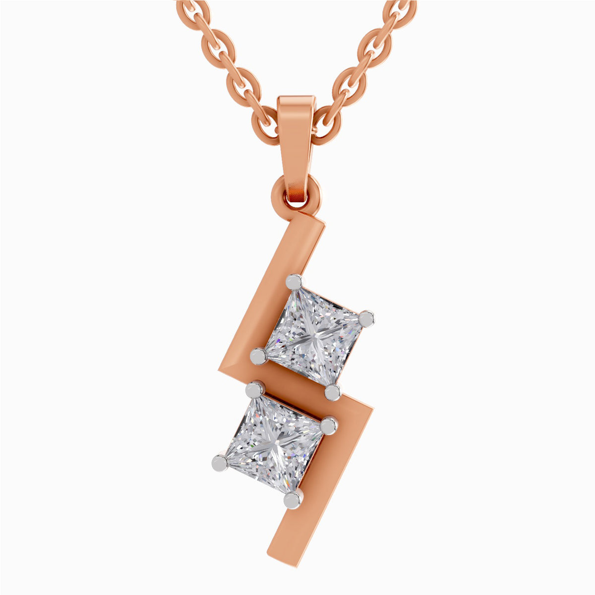 Luminous Princess-Cut Solitaire Diamond Pendant