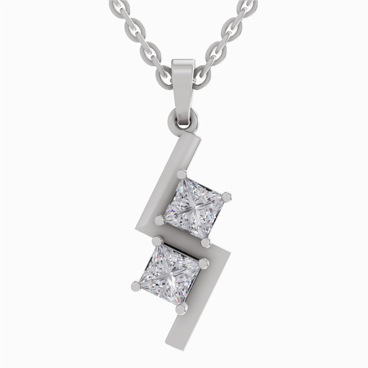 Luminous Princess-Cut Solitaire Diamond Pendant