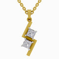Solitaire Diamond Pendant 1 Carat Princess Shape Zigzag Diamond Pendant 14K - Rose Gold