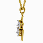 Solitaire Diamond Pendant 1 Carat Princess Shape Zigzag Diamond Pendant 14K - Rose Gold