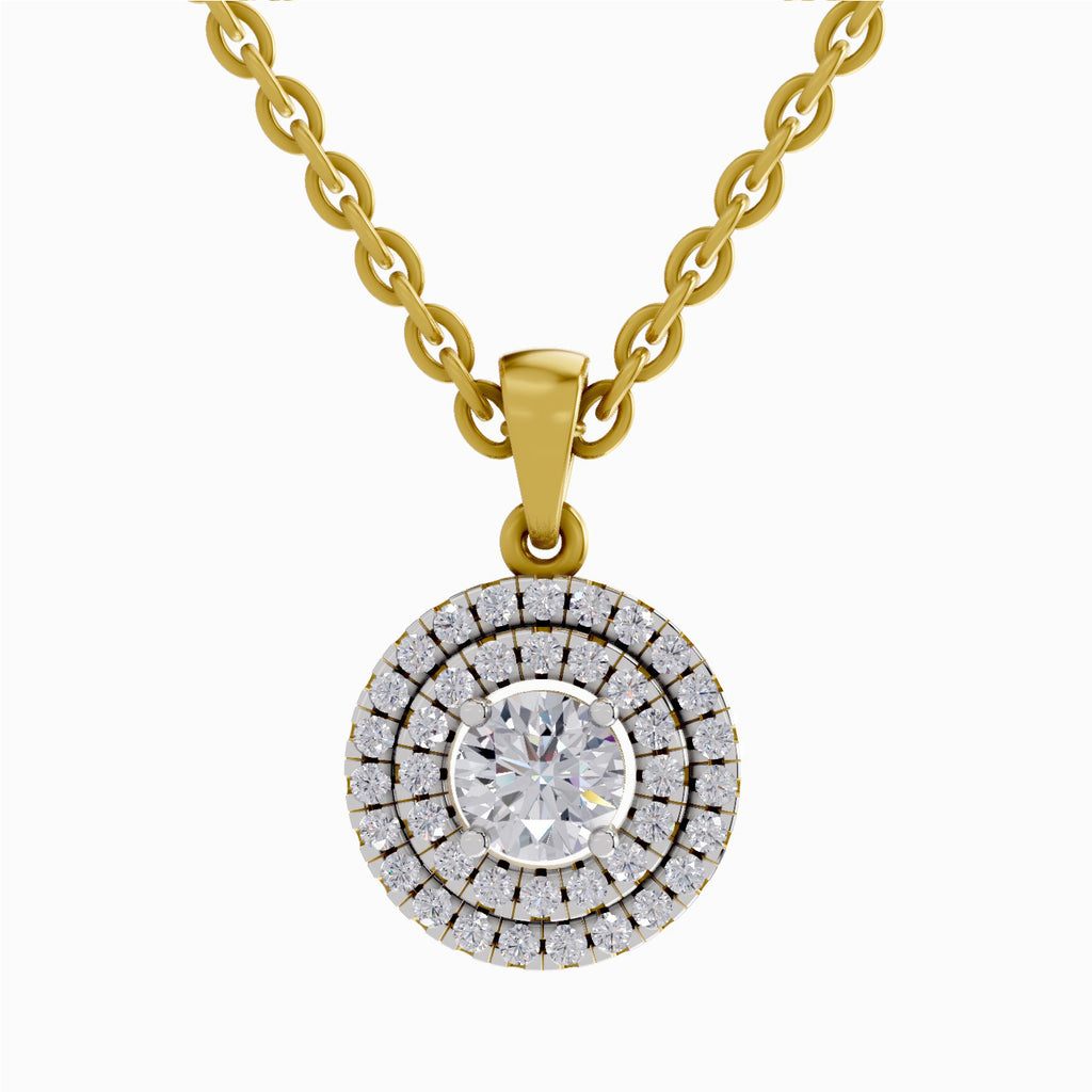 0.70 Carat Double Halo Diamond Pendant 14K - Rose Gold