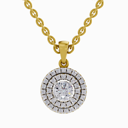 0.70 Carat Double Halo Diamond Pendant 14K - Rose Gold