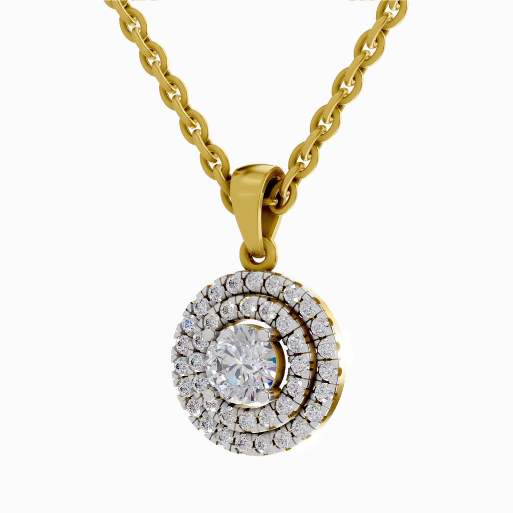 0.70 Carat Double Halo Diamond Pendant 14K - Rose Gold