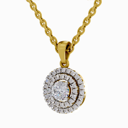 0.70 Carat Double Halo Diamond Pendant 14K - Rose Gold