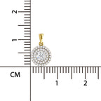Gold and silver pendant with measurement scale on a white background
