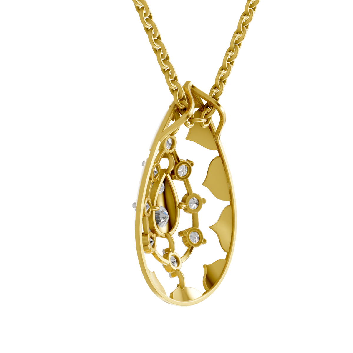 Captivating Pear Floral Diamond Pendant