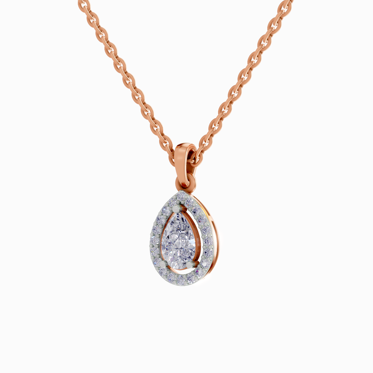 Pendant 1 Carat Pear Shaped 14K - Rose Gold