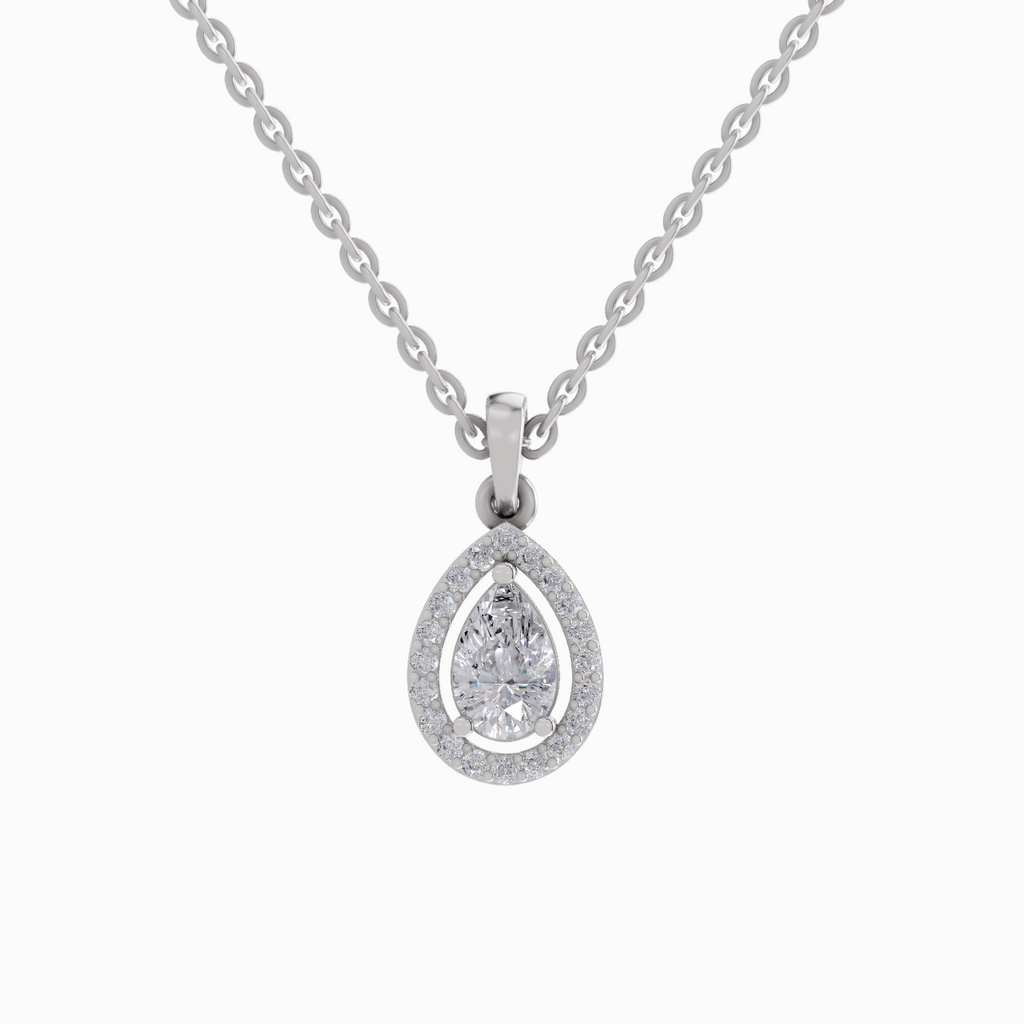 Pendant 1 Carat Pear Shaped 14K - White Gold