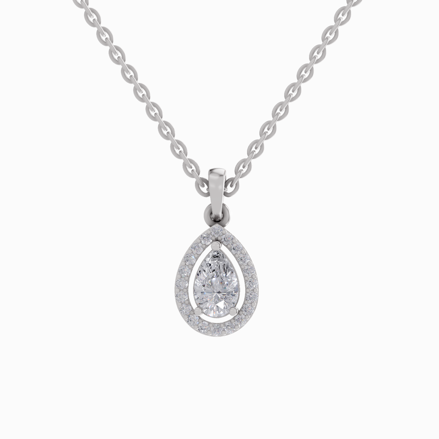 Pendant 1 Carat Pear Shaped 14K - White Gold