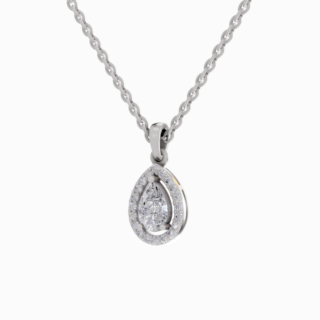 Pendant 1 Carat Pear Shaped 14K - White Gold
