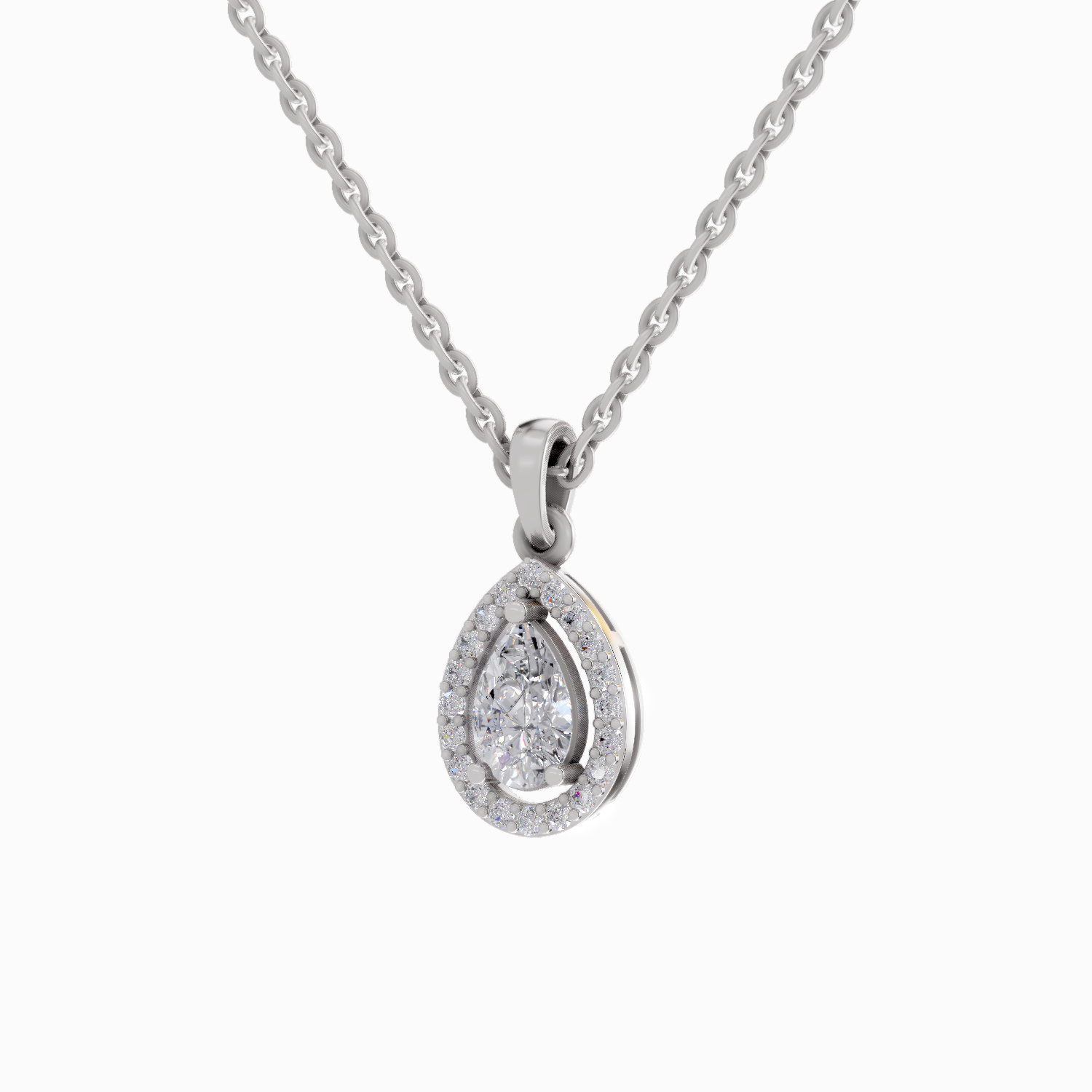 Pendant 1 Carat Pear Shaped 14K - White Gold