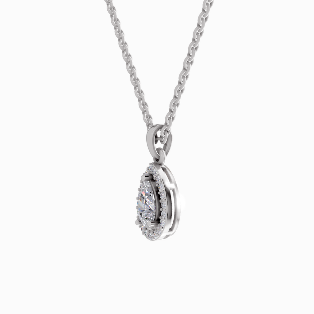 Pendant 1 Carat Pear Shaped 14K - White Gold