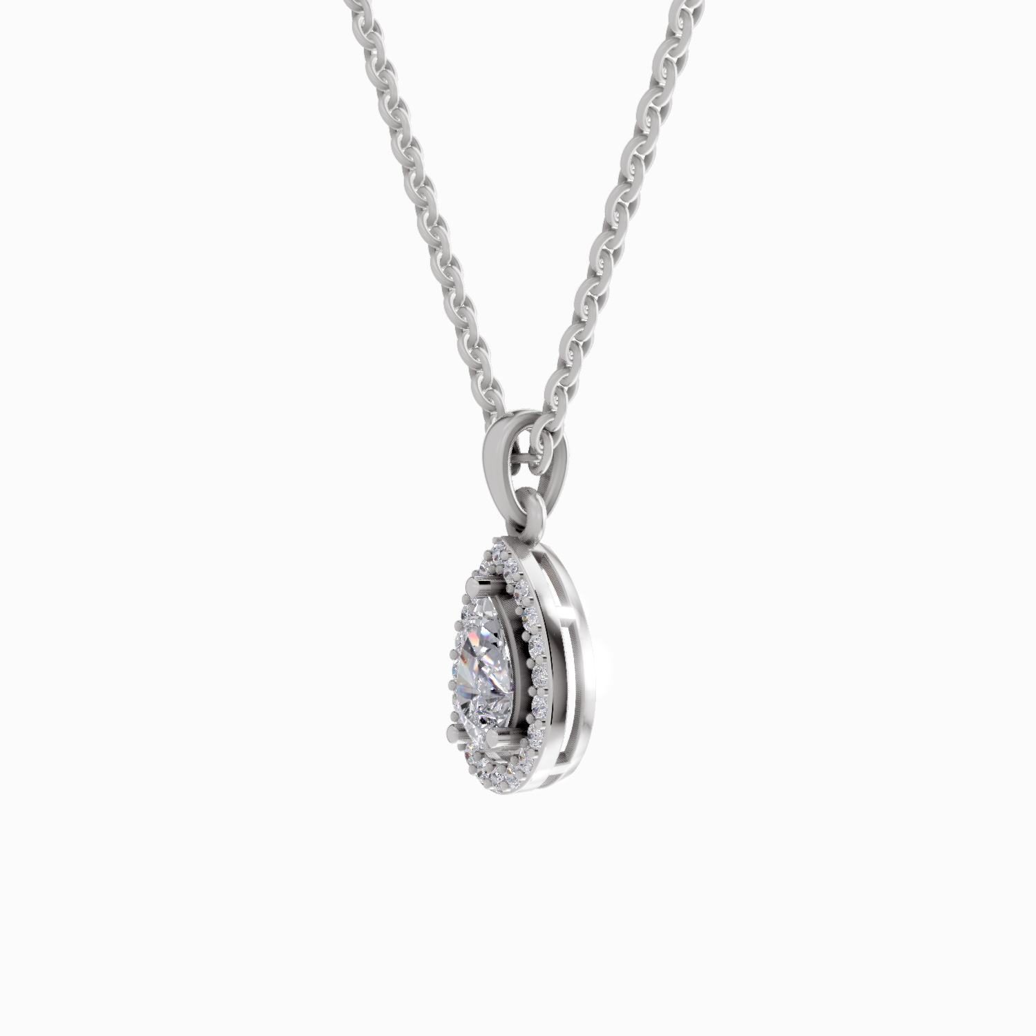 Pendant 1 Carat Pear Shaped 14K - White Gold