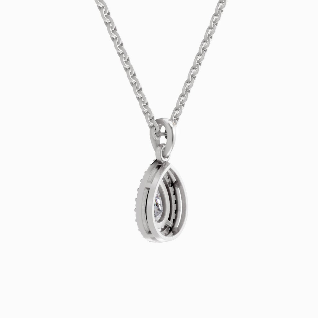 Pendant 1 Carat Pear Shaped 14K - White Gold