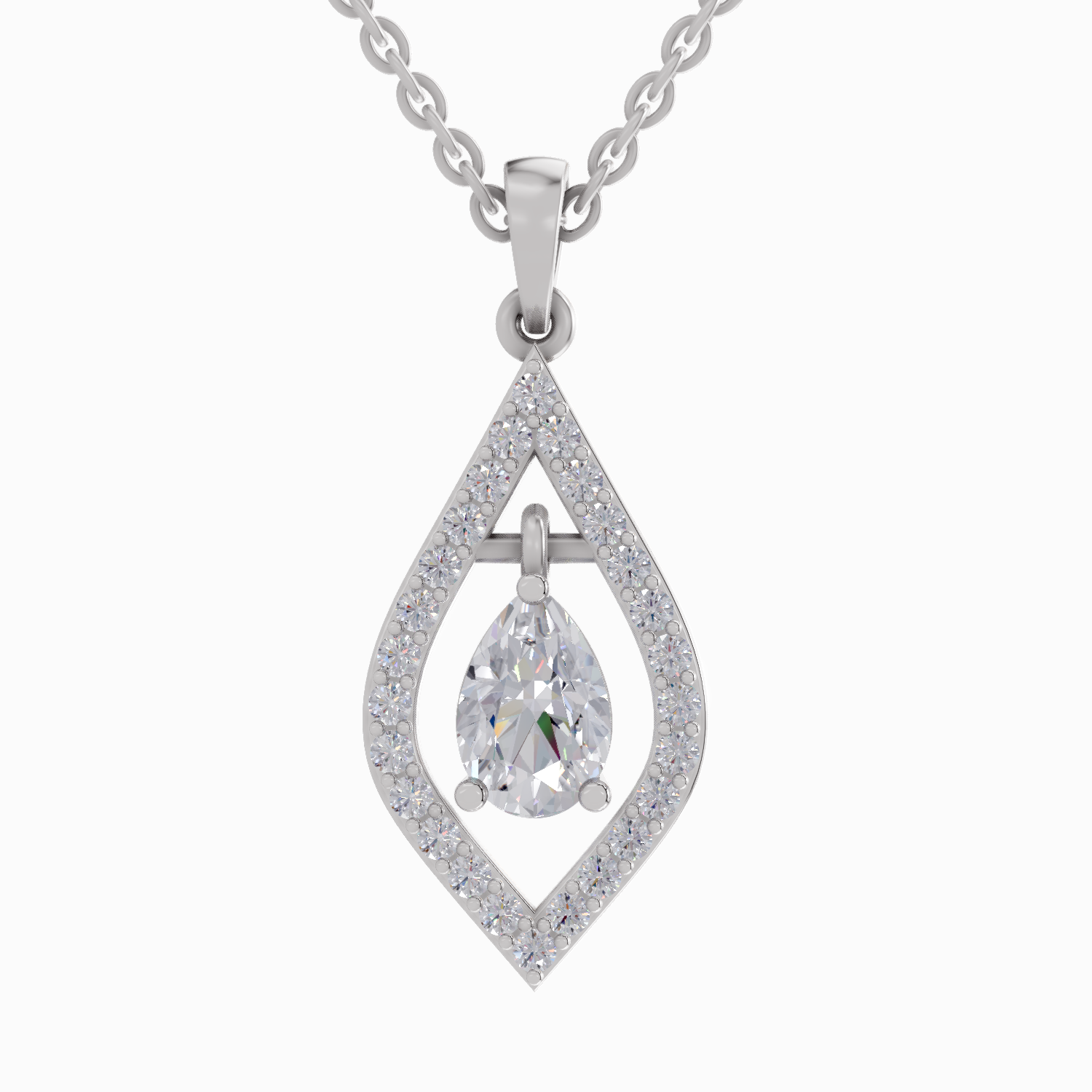 1.42 Carat Pear Shaped 14K - White Gold