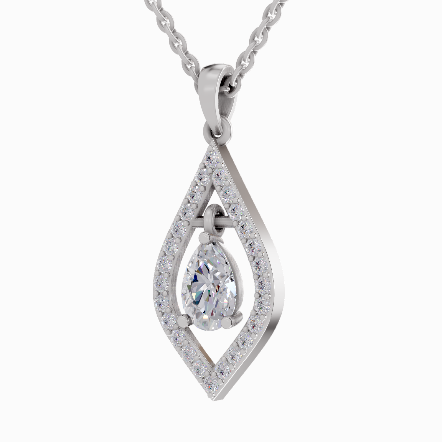 1.42 Carat Pear Shaped 14K - White Gold
