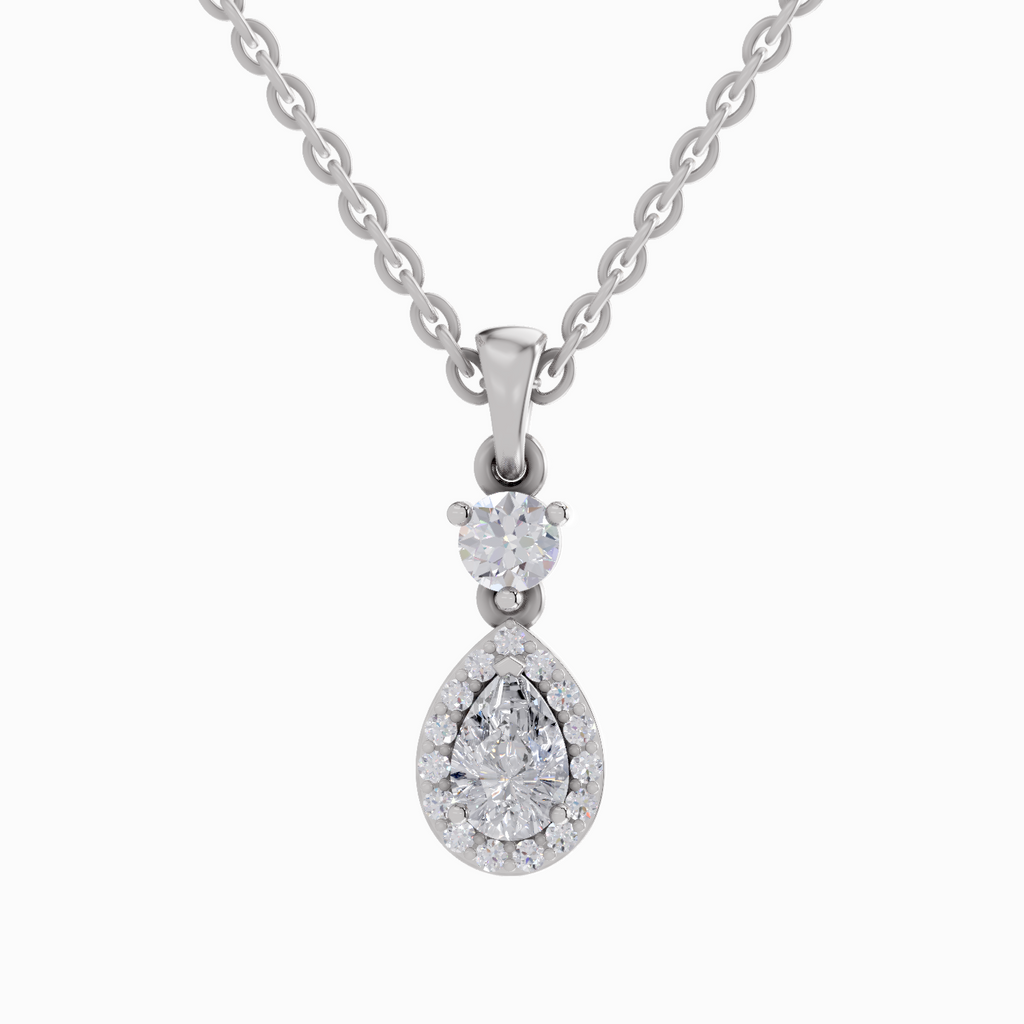 0.9 Carat Pear Shaped 14K - White Gold