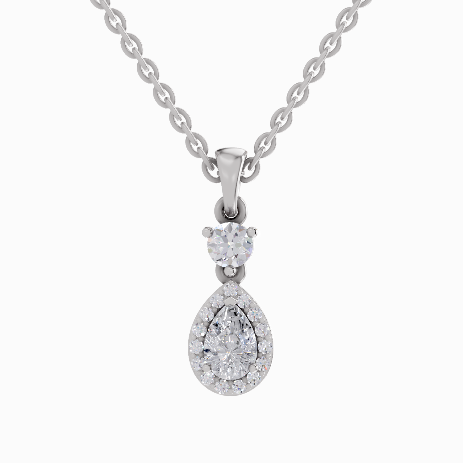 0.9 Carat Pear Shaped 14K - White Gold