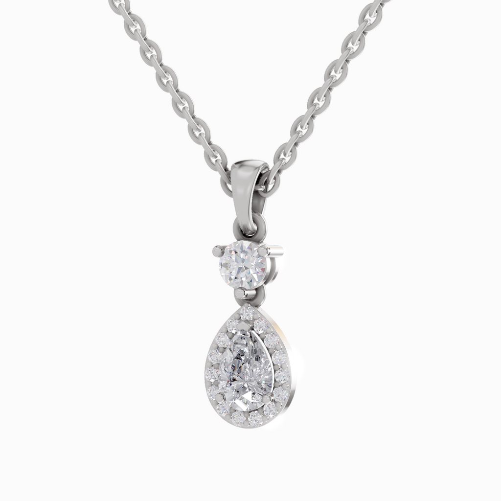 0.9 Carat Pear Shaped 14K - White Gold