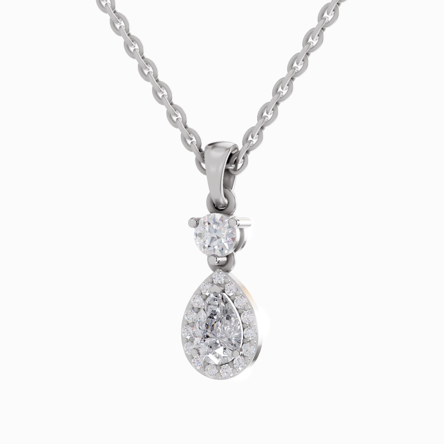 0.9 Carat Pear Shaped 14K - White Gold