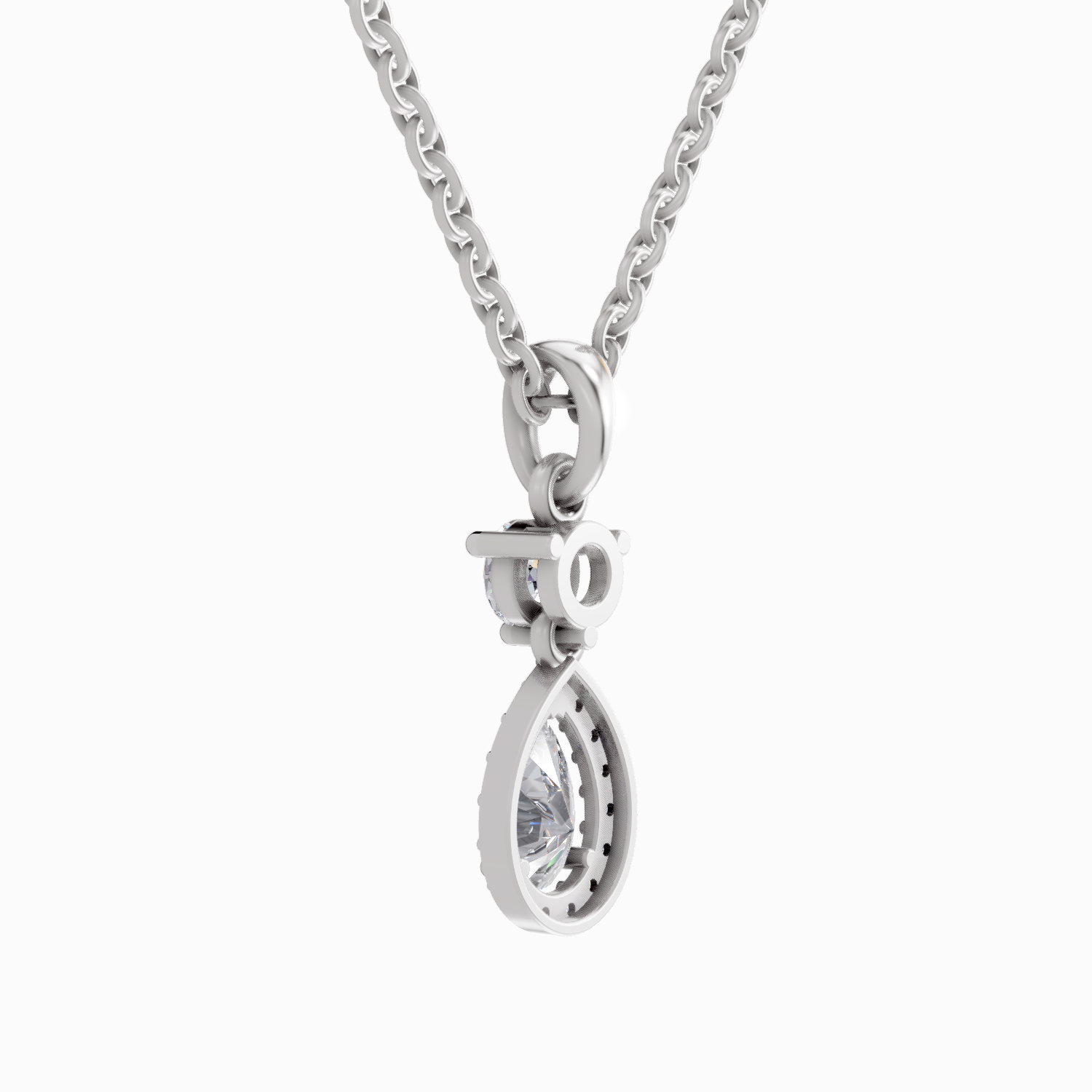 0.9 Carat Pear Shaped 14K - White Gold