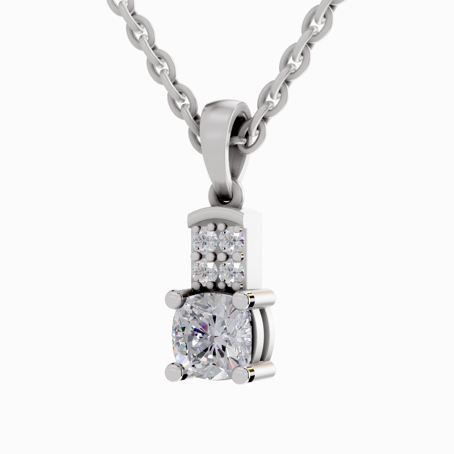 0.75 Carat Cushion Shaped 14K - White Gold