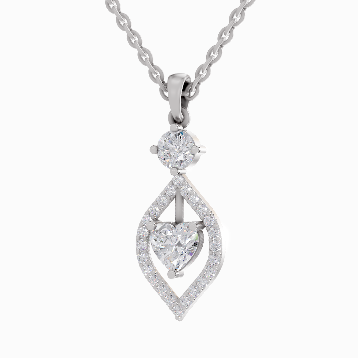 1.37 Carat Heart Shaped 14K - White Gold