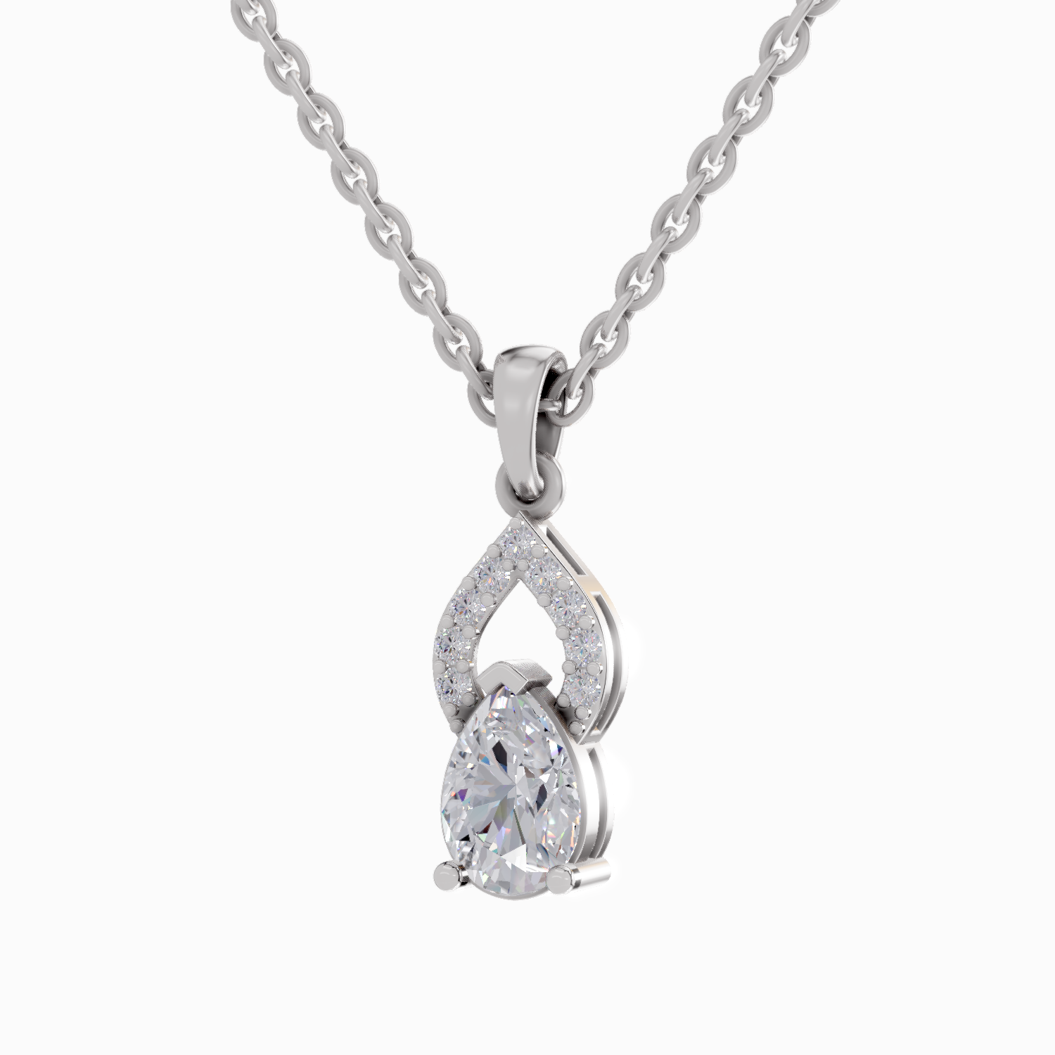 1.11 Carat Pear Shaped 14K - White Gold