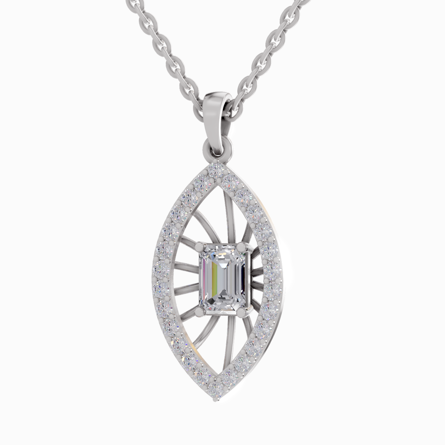 1.64 Carat Emerald Shaped 14K - White Gold