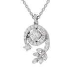 1.72 Carat Diamond Spiral and Leaf Pendant Necklace 14K - White Gold