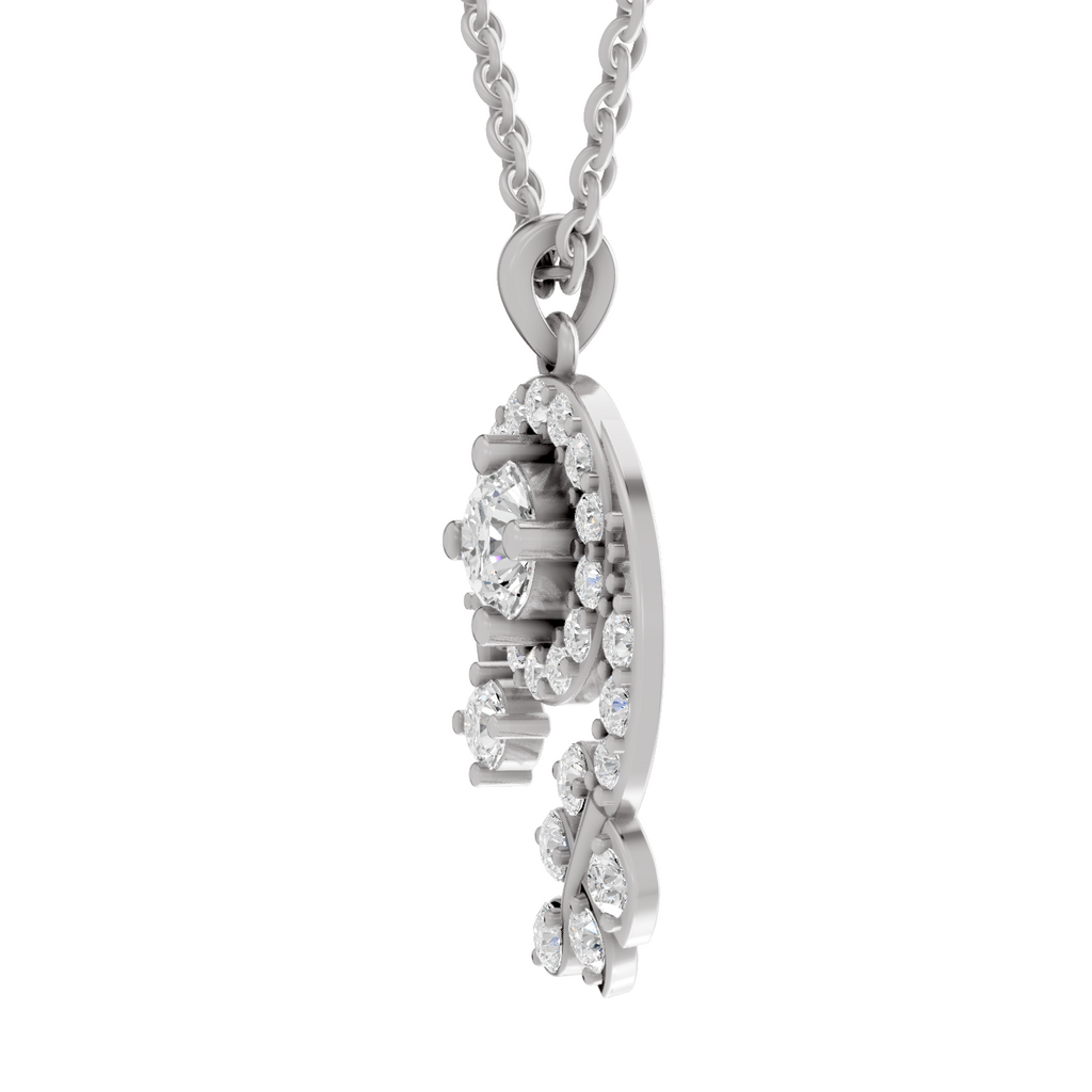 1.72 Carat Diamond Spiral and Leaf Pendant Necklace 14K - White Gold
