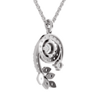 1.72 Carat Diamond Spiral and Leaf Pendant Necklace 14K - White Gold