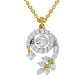 1.72 Carat Diamond Spiral and Leaf Pendant Necklace 14K