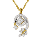 1.72 Carat Diamond Spiral and Leaf Pendant Necklace 14K